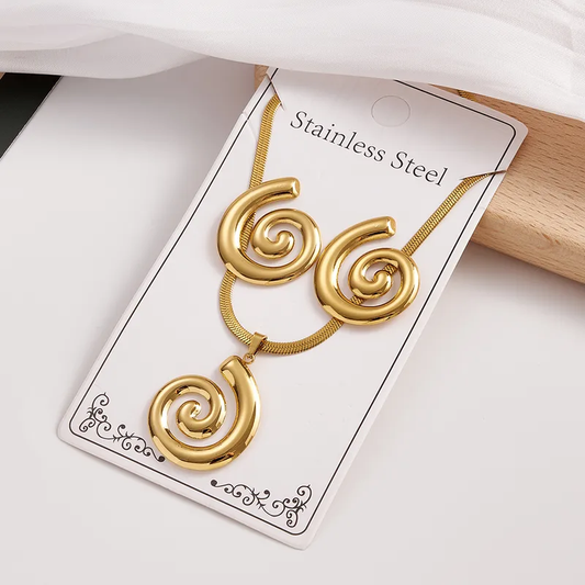 Gold Statement Jewelry Sets β Spiral, Seashell & Sunburst