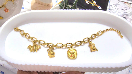 🌹 Golden Vintage Symbol Charm Bracelet