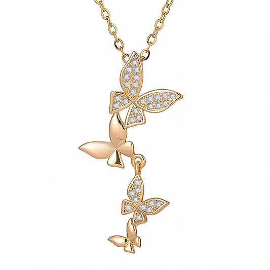 Butterflies Necklace – 18K Gold Plated with Cubic Zirconia