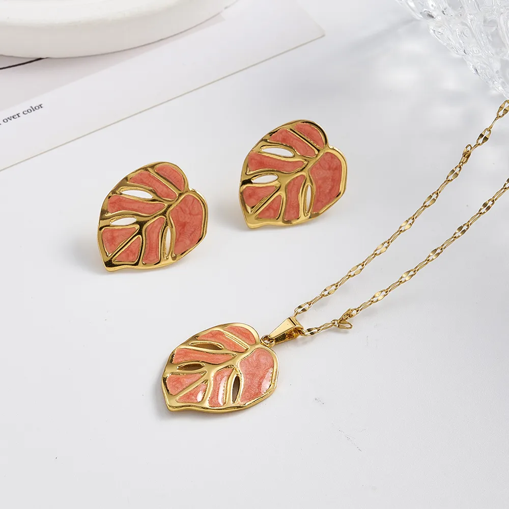 Leaf Jewelry Set (necklace + earrings)