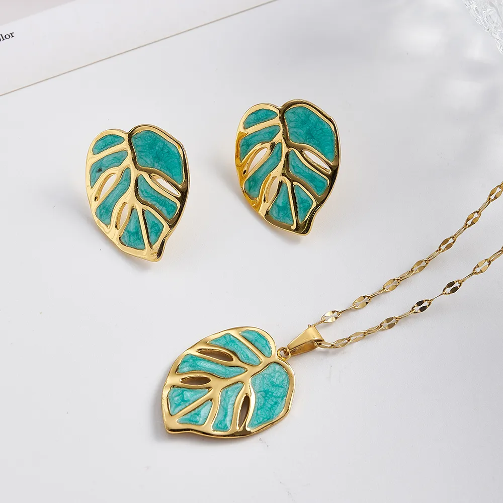 Leaf Jewelry Set (necklace + earrings)