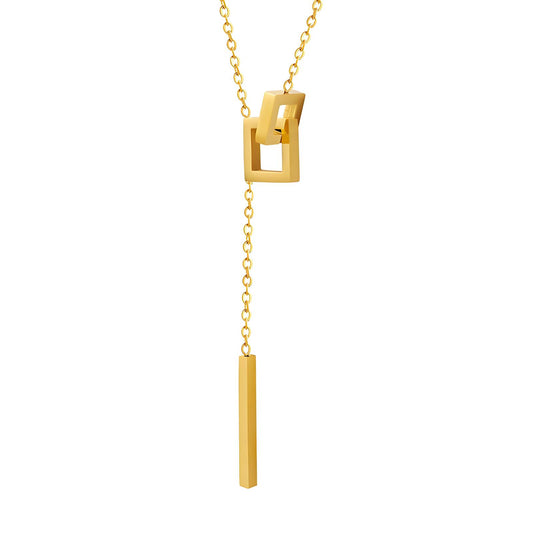 Minimalist Geometric Y-Shaped Gold Pendant Necklace