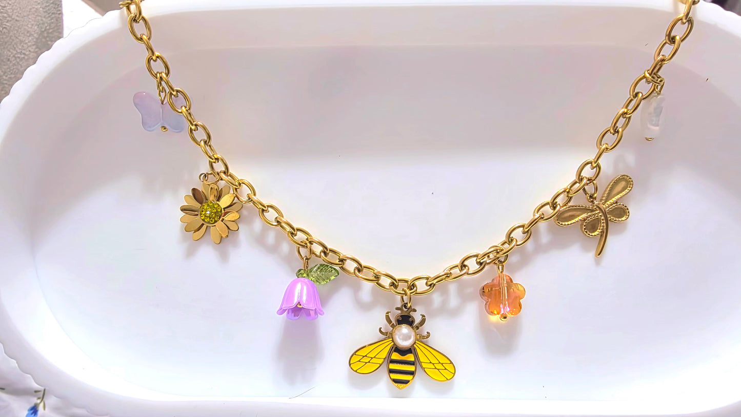 🌸 Golden Garden Charm Necklace