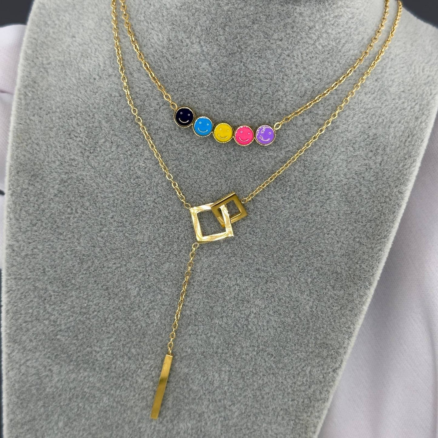 Minimalist Geometric Y-Shaped Gold Pendant Necklace