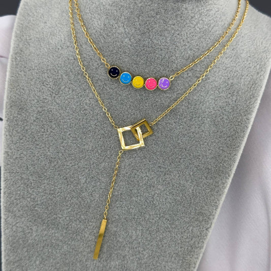 Minimalist Geometric Y-Shaped Gold Pendant Necklace