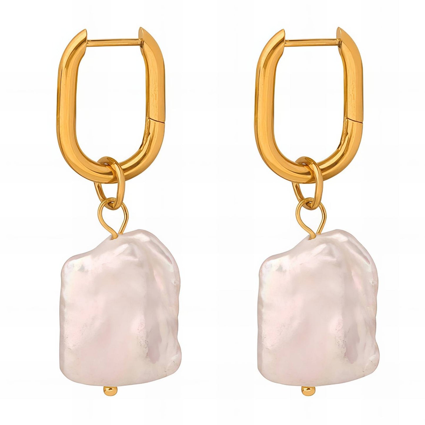 Earrings, 18K Gold Plated Steel
Gold Baroque Pearl Drop Earrings – Elegant Minimalist Jewelry