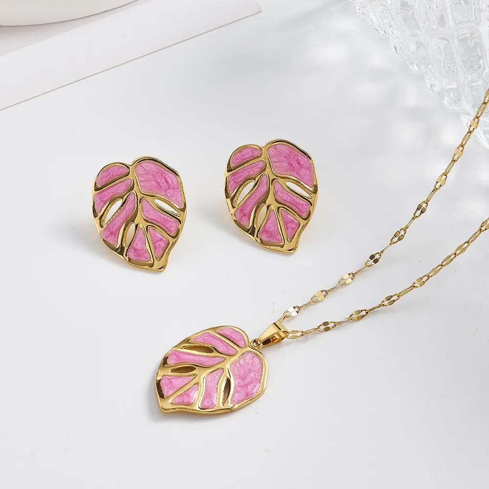 Leaf Jewelry Set (necklace + earrings)