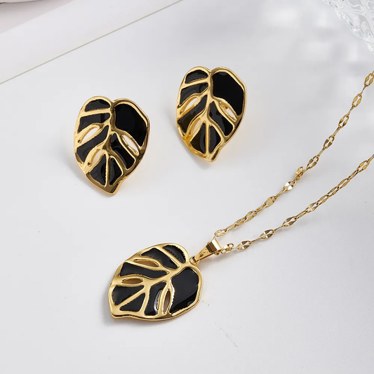 Leaf Jewelry Set (necklace + earrings)